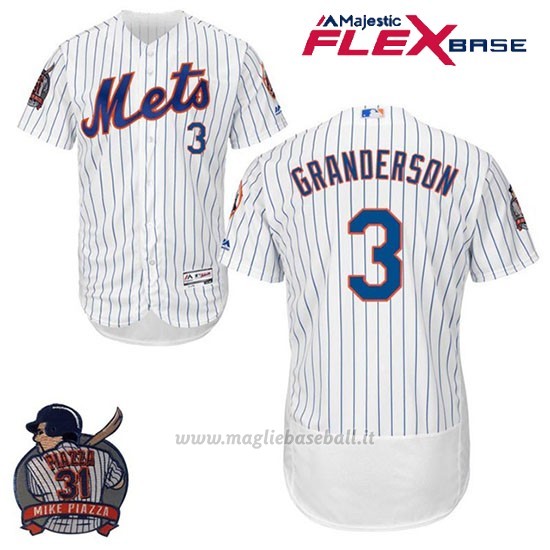 Maglia Baseball Uomo New York Mets Curtis Granderson Bianco Flex Base With Piazza